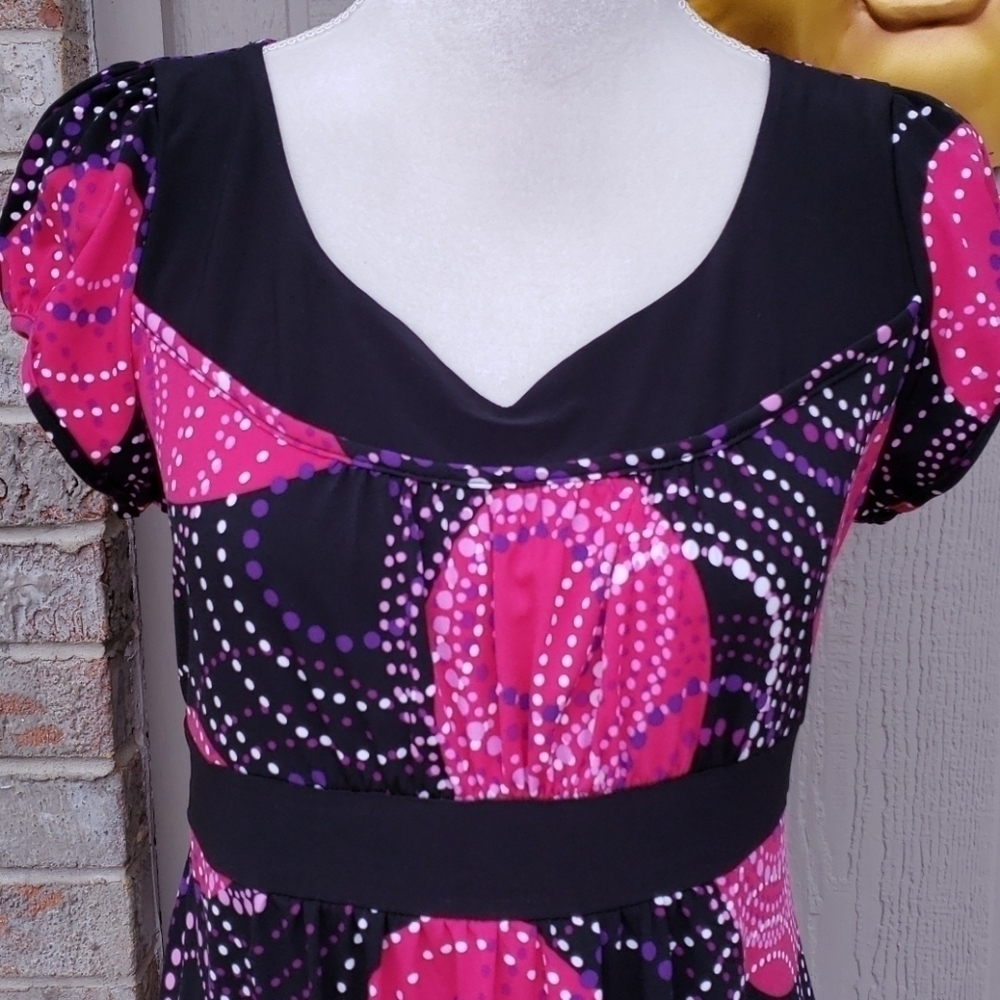 Nwt Cato Cute Summer Pullover Dress M Pink/ Blk - Picture 2 of 8